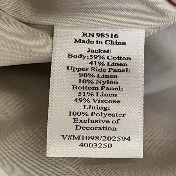 Coldwater Creek Linen Blend Mixed Media Blazer Size 16 Ivory Artsy‎ Coastal - Picture 9 of 10